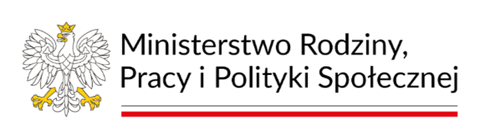 Godło Polski oraz Ministerswtwo Rodziny Pracy Polity Społecznej