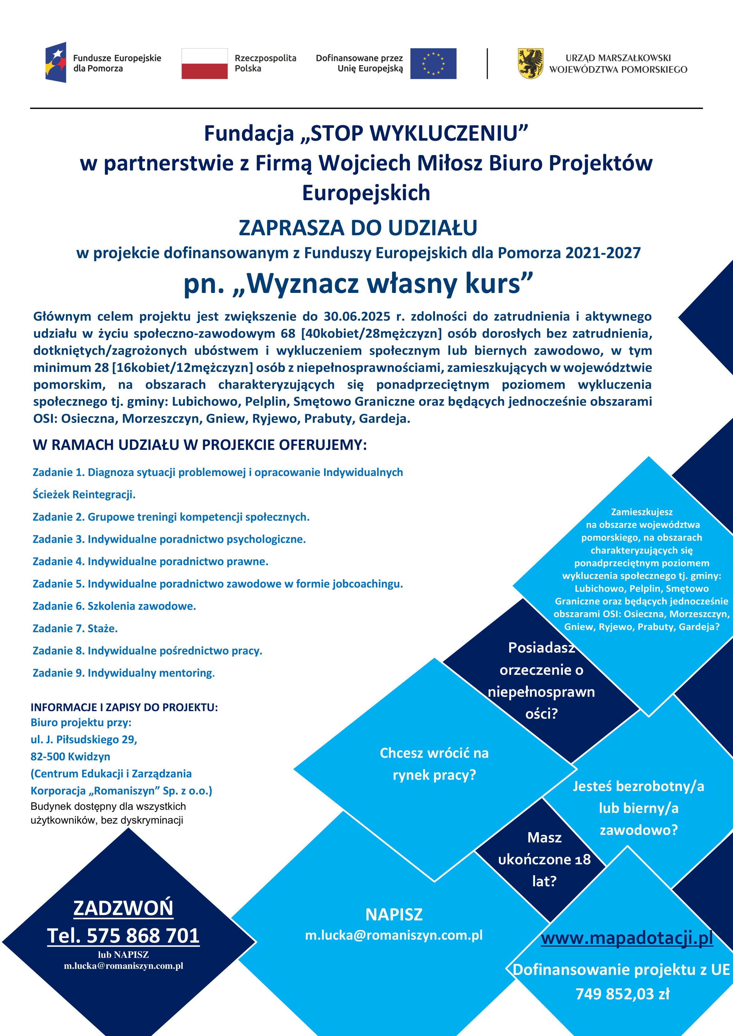 Plakat informacyjny Wyznacz własny kurs