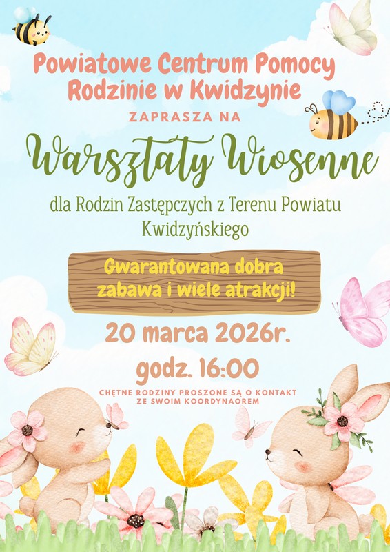 plakat  iformacyjny o warsztatach w wiosennym nastroju